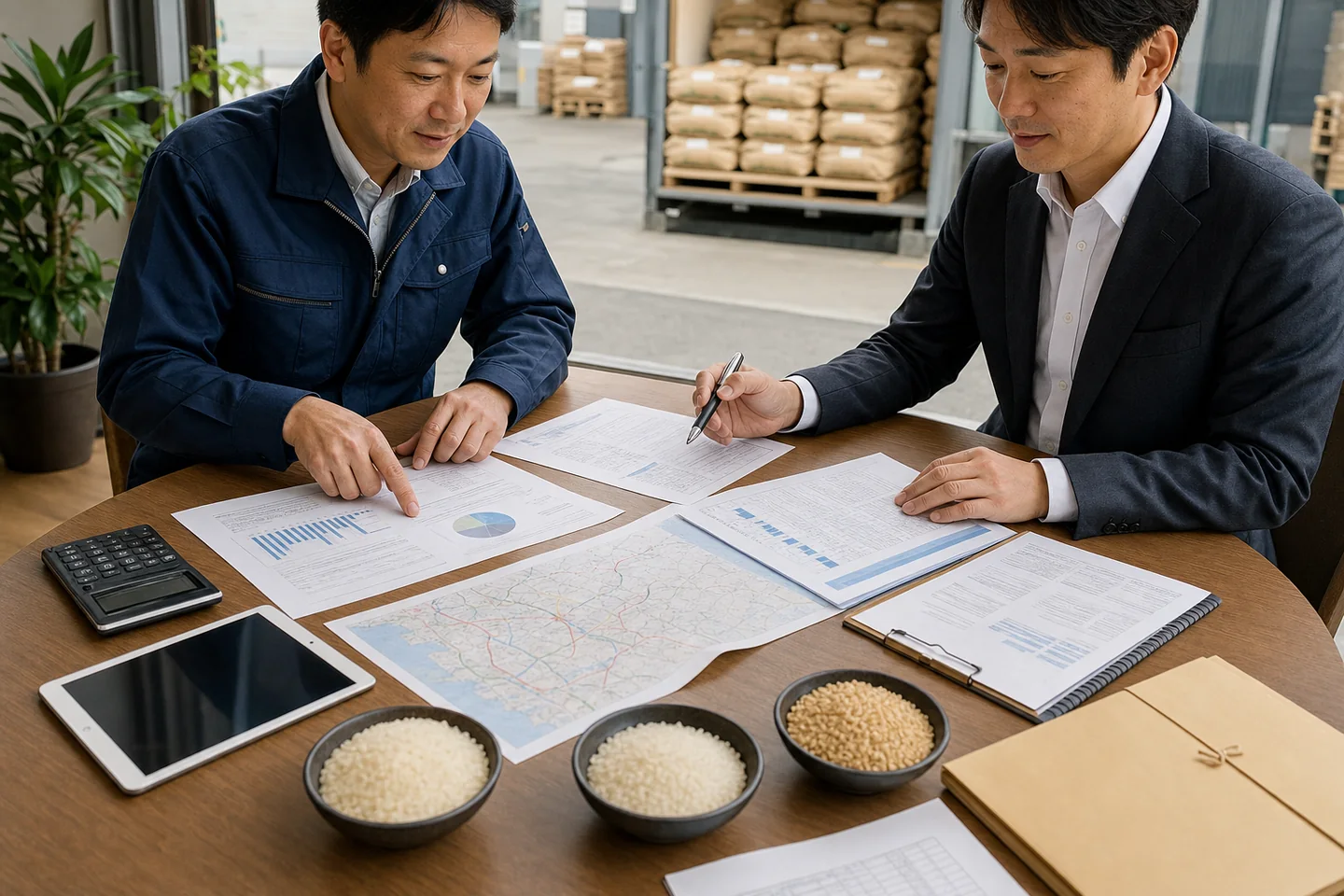 米卸M&Aの準備資料と在庫台帳を確認する打ち合わせ