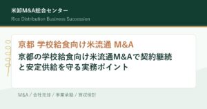 京都 学校給食向け米流通 M&Aの契約継続と安定供給を解説するアイキャッチ